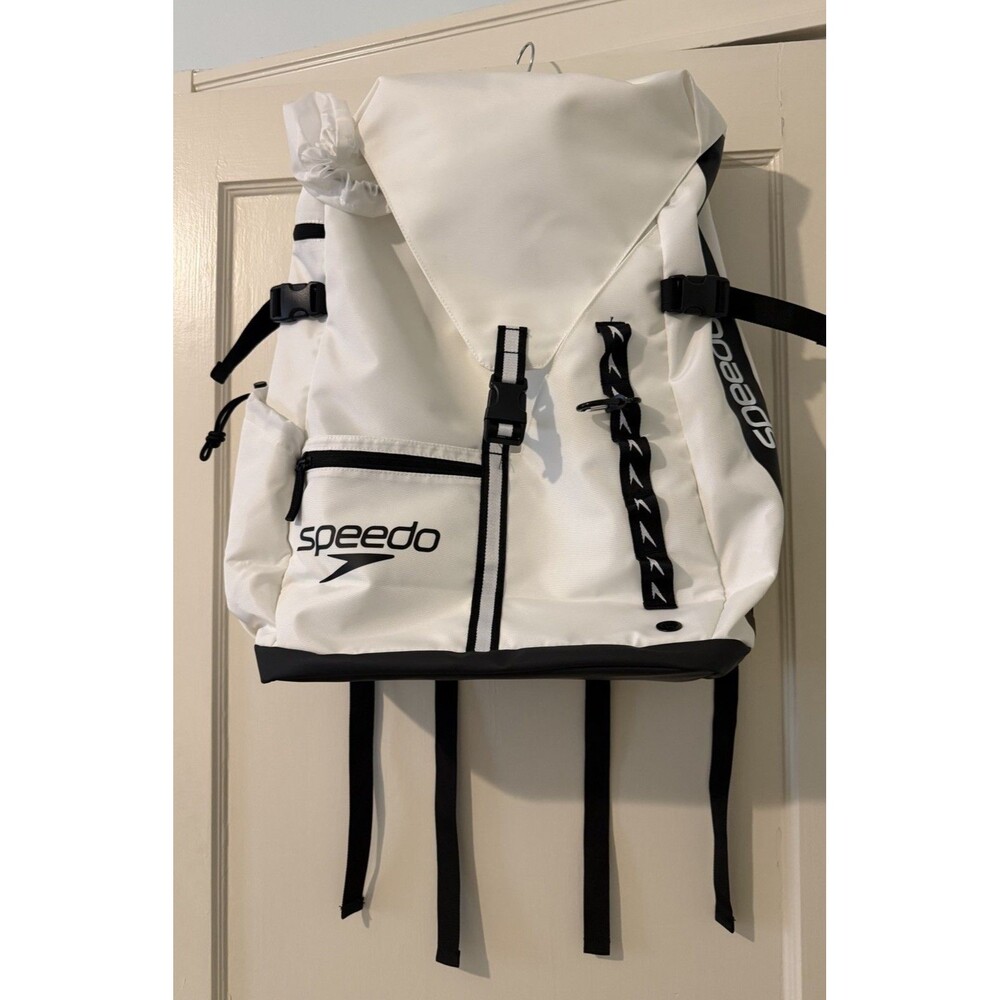 NEW SPEEDO 45L PRO BACKPACK SWIMMING GYM BAG WHITE WITH REMOVABLE WET KIT BAG